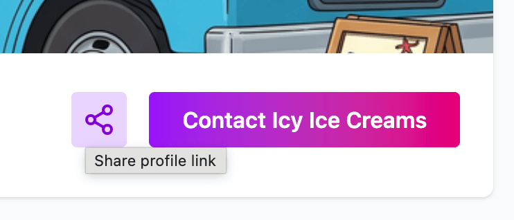 Share Link button on profile page